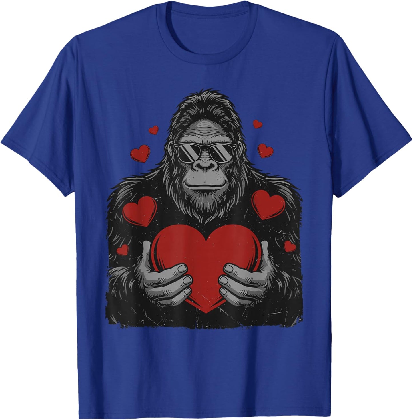 Sasquatch Valentines Bigfoot Heart Funny Valentines Day T-Shirt - T-Shirt | Royal