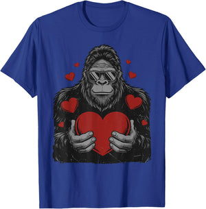 Sasquatch Valentines Bigfoot Heart Funny Valentines Day T-Shirt - T-Shirt | Royal