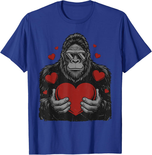 Sasquatch Valentines Bigfoot Heart Funny Valentines Day T-Shirt - T-Shirt | Royal