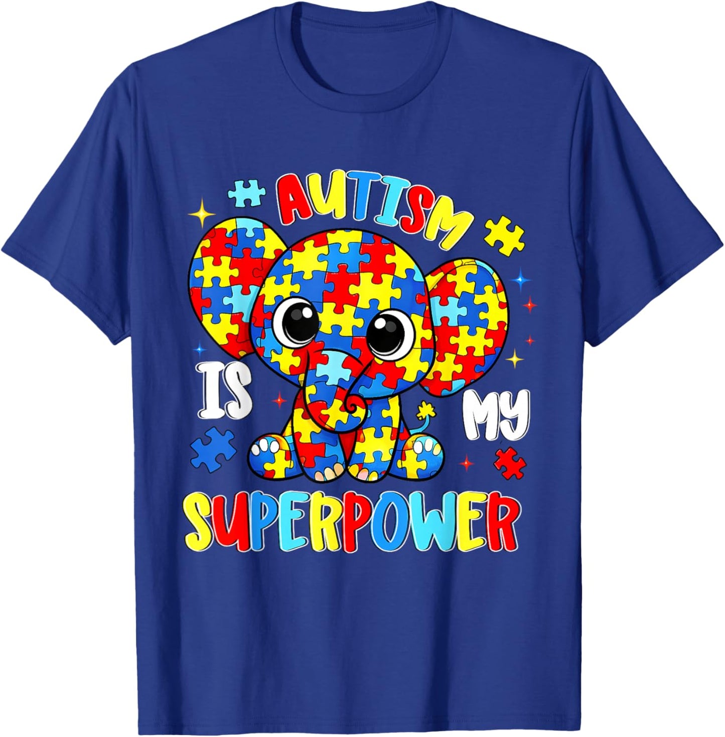 Autism Awareness is My Superpower Elephant Boy Girl Kid T-Shirt - T-Shirt | Royal