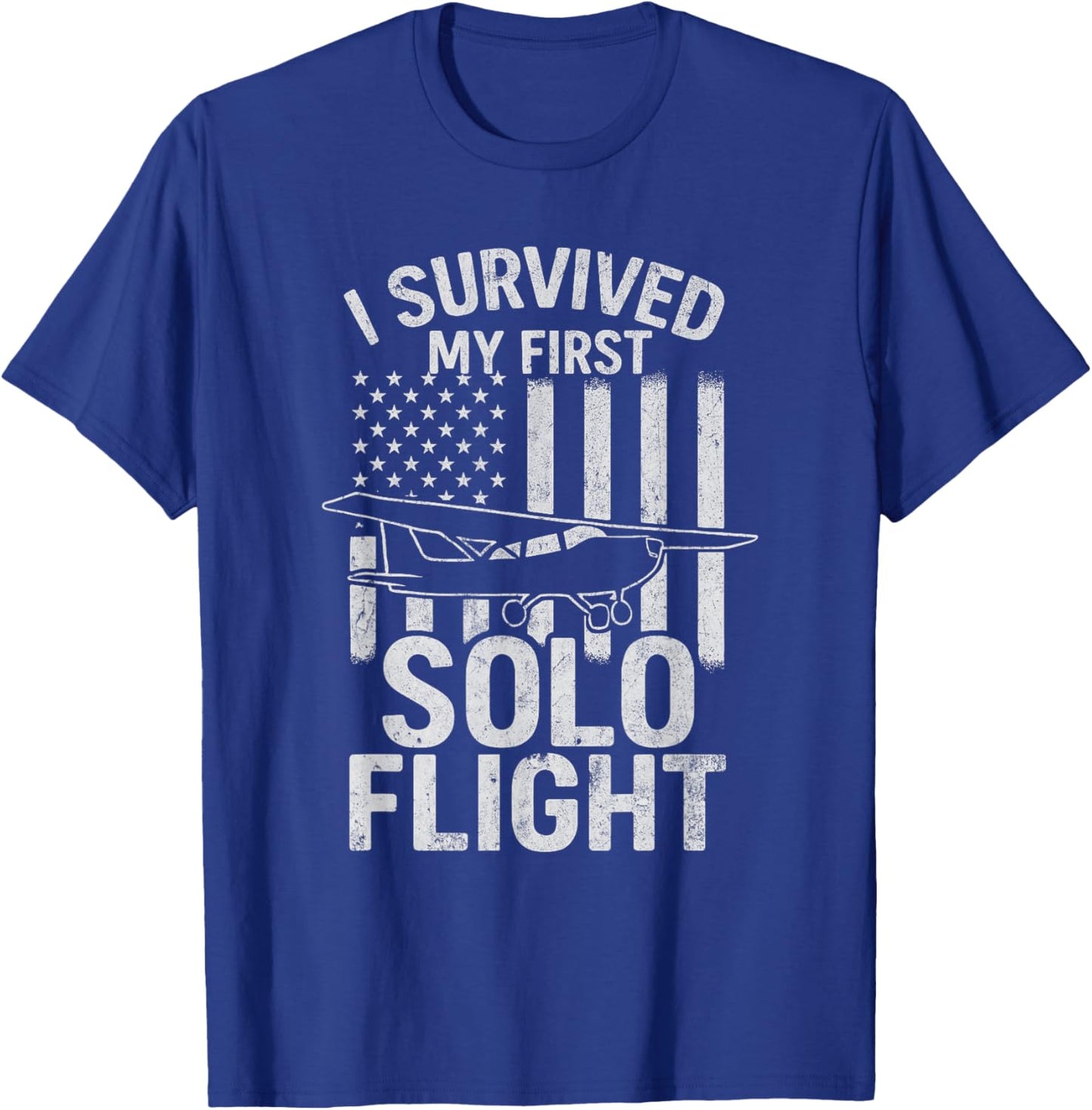 I Survived My First Solo Flight with USA Flag T-Shirt - T-Shirt | Royal
