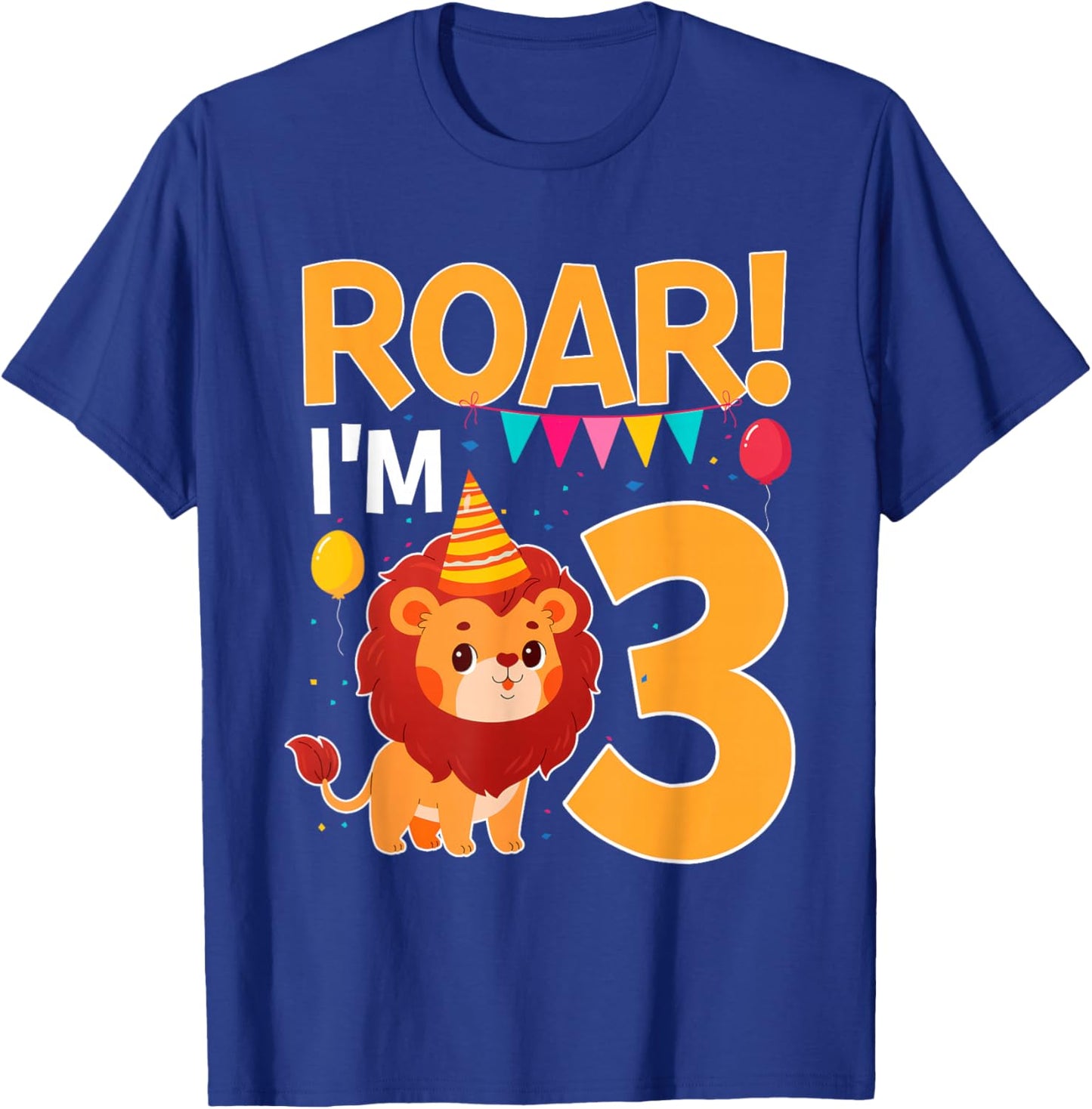 Roar I'm 3 Birthday Lion Theme 3 Year Old Lion Lover T-Shirt - T-Shirt | Royal