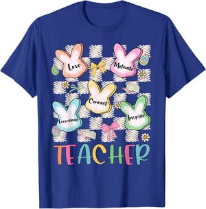Easter Teacher Love Motivate Inspire Bunny Teacher Easter T-Shirt - T-Shirt | Royal