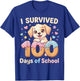 I Survived 100 Days of School Funny Punny Dog Ice Cream Drip T-Shirt - T-Shirt | Royal