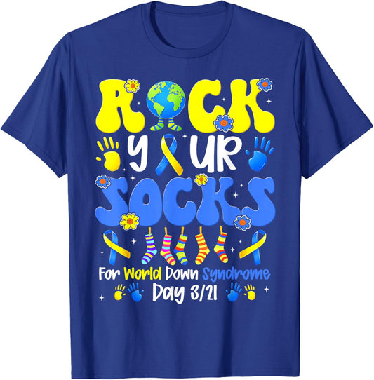 Rock Your Socks World Down Syndrome Men Women Kid 321 T-Shirt - T-Shirt | Royal