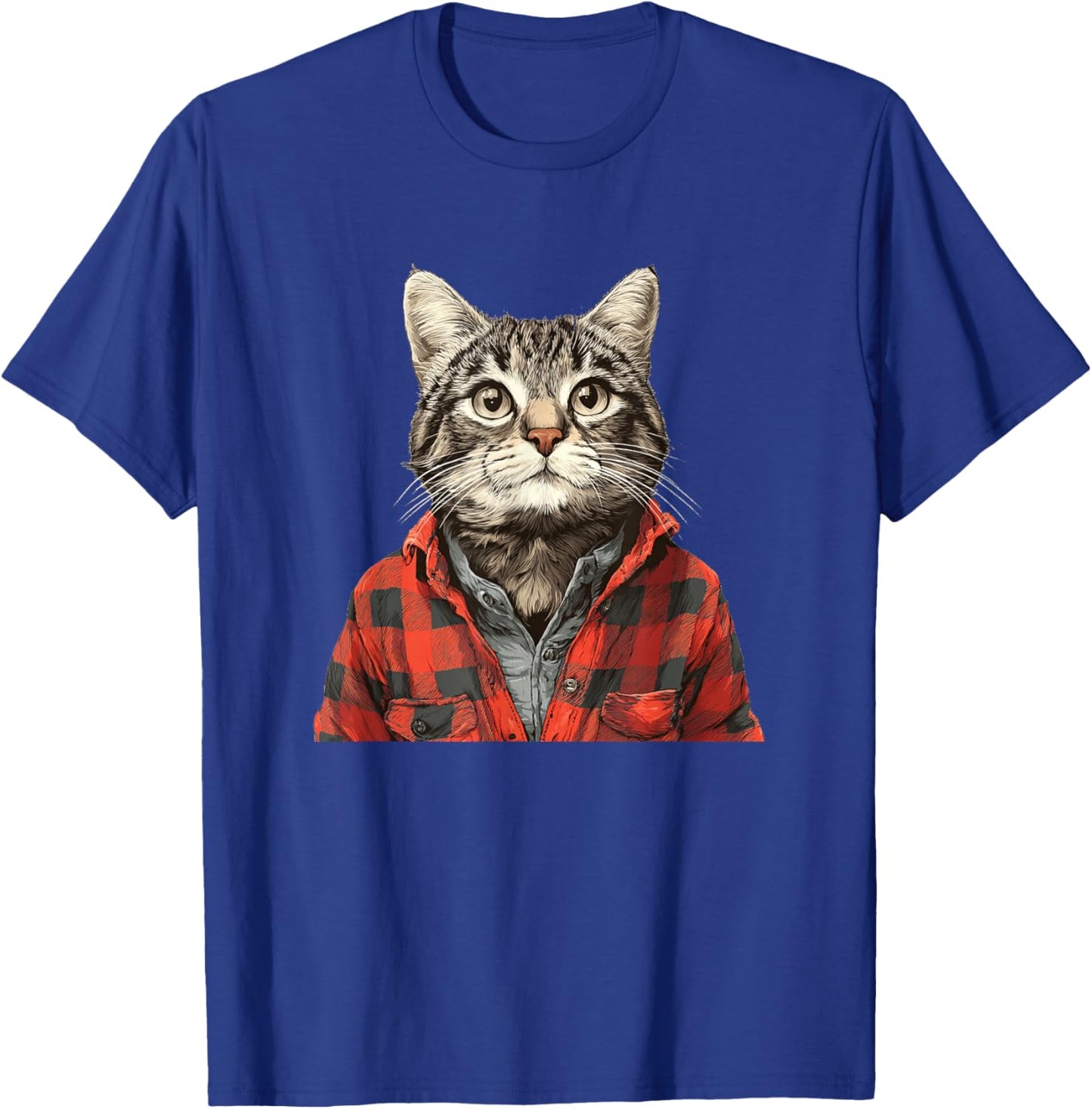 Awesome Flannel Cat Look T-Shirt - T-Shirt | Royal