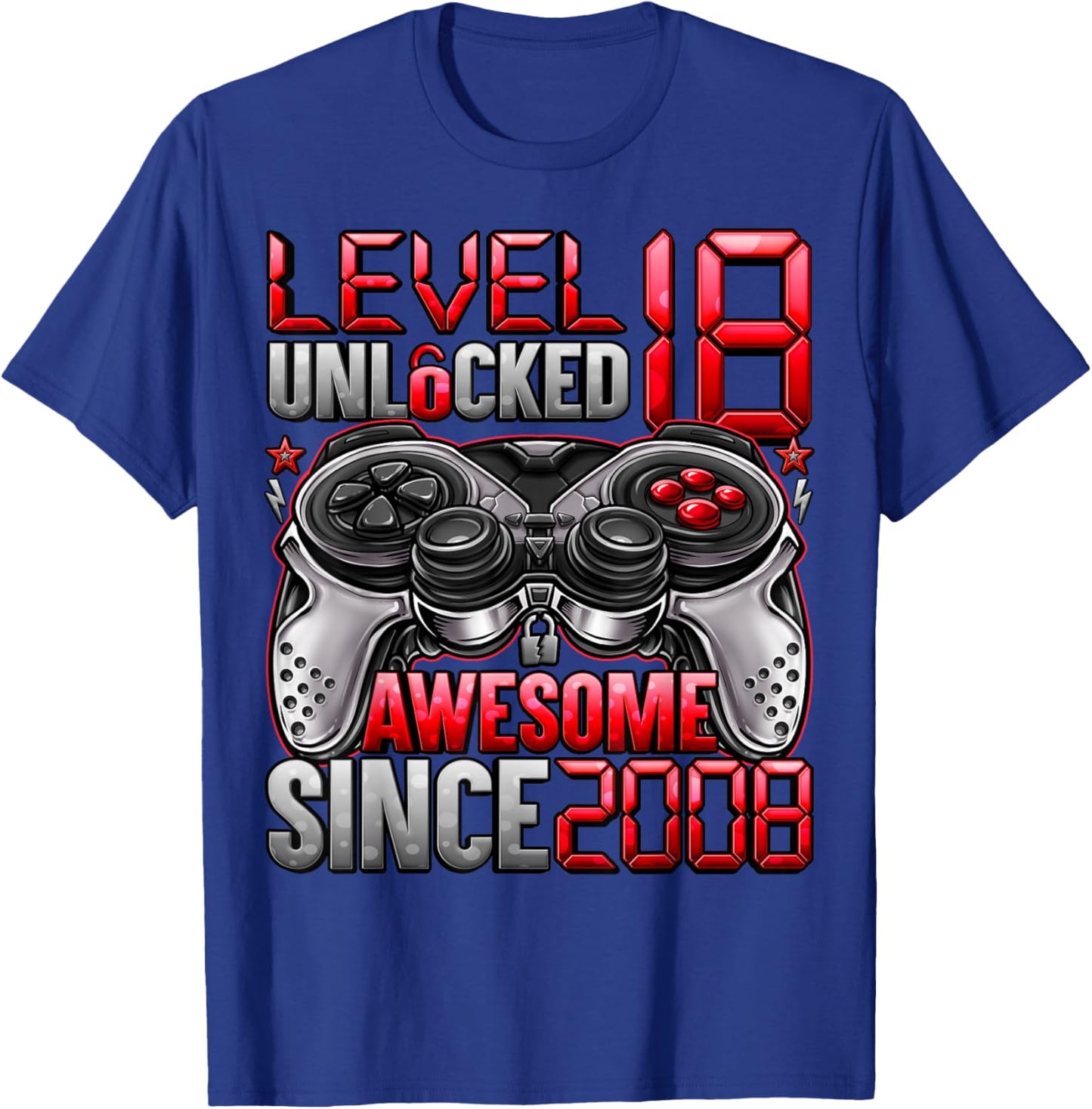 Level 18 Unlocked 18 Year Old Gifts Boys 18th Birthday Boy T-Shirt - T-Shirt | Royal