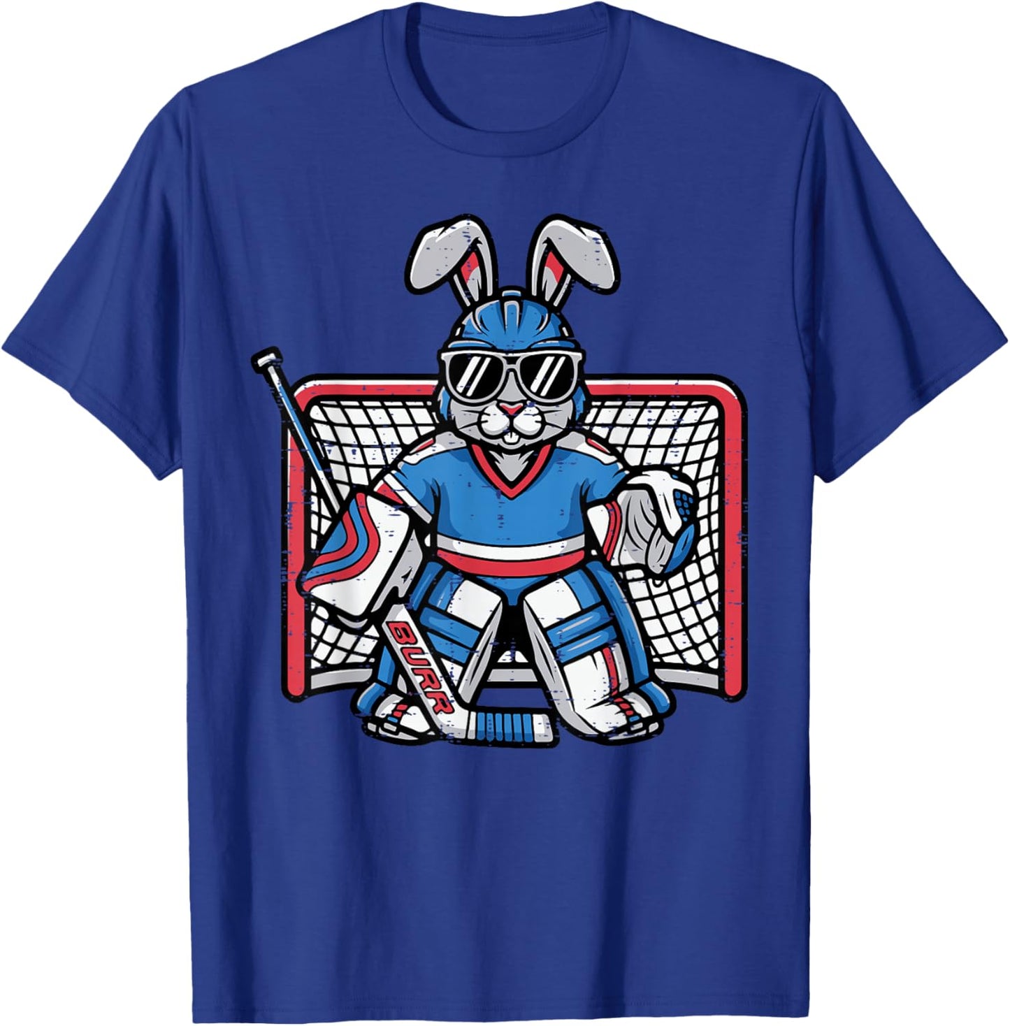 Easter Bunny Ice Hockey Goalie Rabbit Sports Men Boys Kids T-Shirt - T-Shirt | Royal
