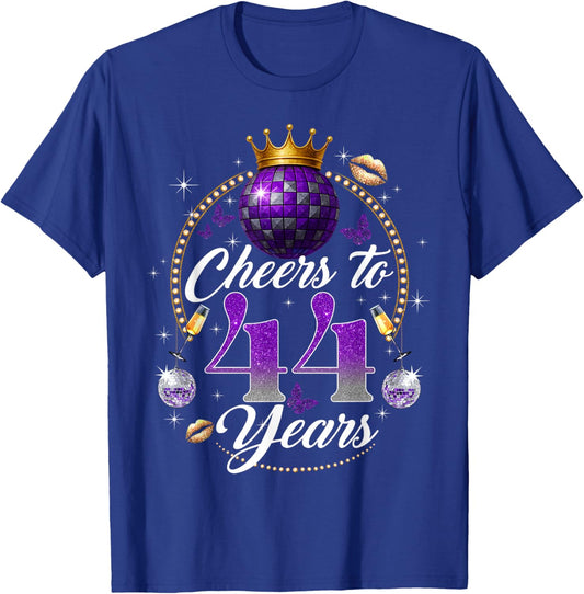 Cheers to 44 Years Old Wedding Anniversary 44th Birthday T-Shirt - T-Shirt | Royal