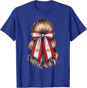 Peru Flag Coquette Bow Peruvian Flag Peruvian Pride T-Shirt - T-Shirt | Royal