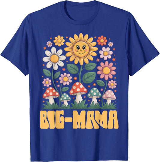 Big-Mama Mother’s Day Floral Sunflower Mushroom Style T-Shirt - T-Shirt | Royal