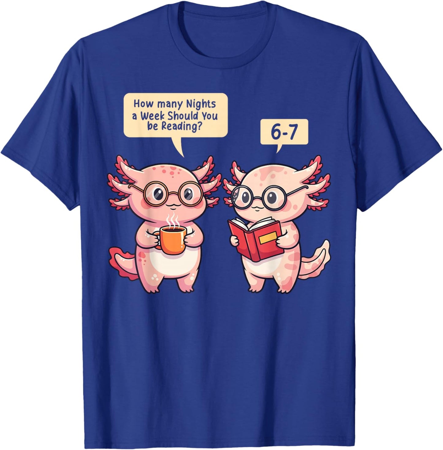 How Many Nights Reading Axolotl Book Lover Cat Reader T-Shirt - T-Shirt | Royal