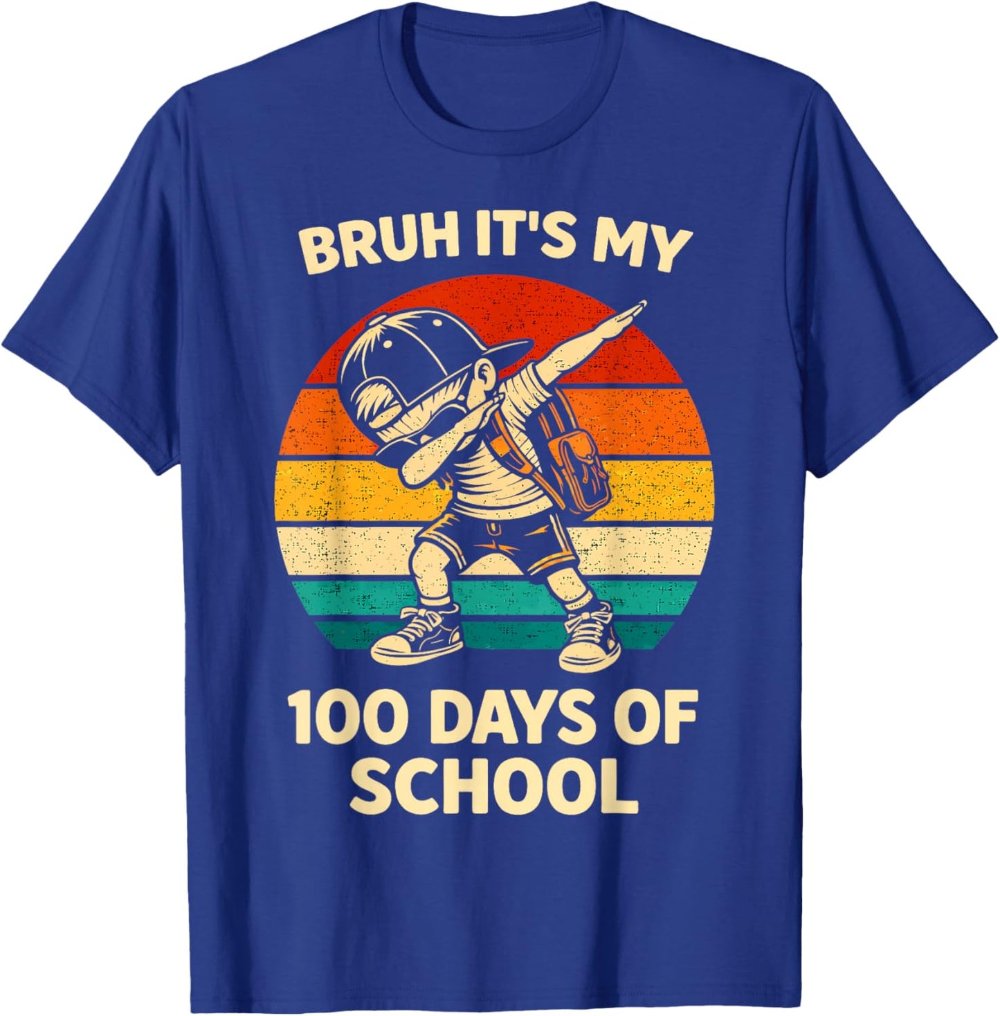 Bruh It's My 100 Days of School Dabbing 100th Day Boys Kids T-Shirt - T-Shirt | Royal