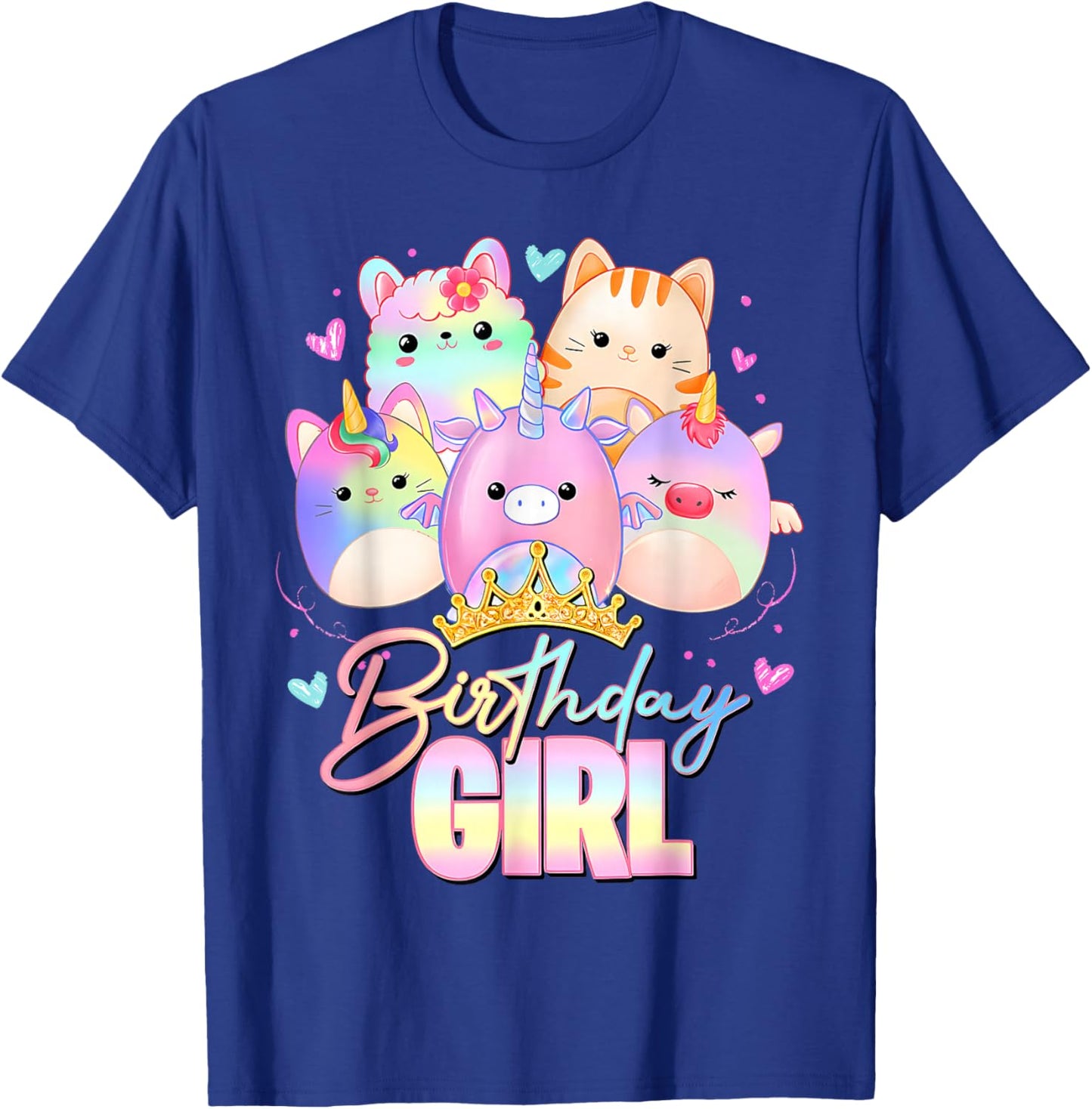 Cute Birthday Girl Squish Squad Funny Birthday Party Costume T-Shirt - T-Shirt | Royal
