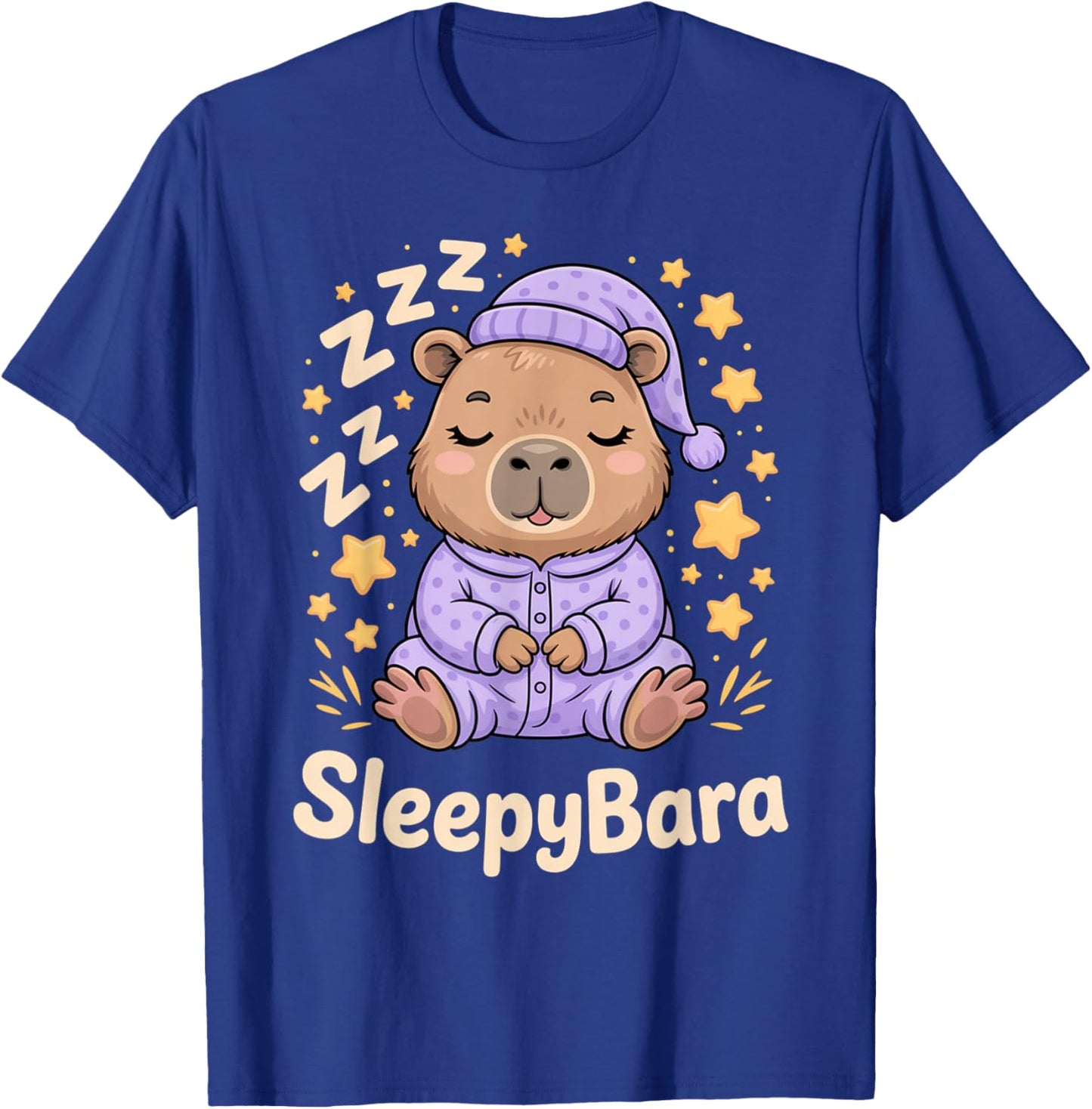 Sleepybara Capybara Pajamas Zzz Bedtime Night Cute Kawaii T-Shirt - T-Shirt | Royal