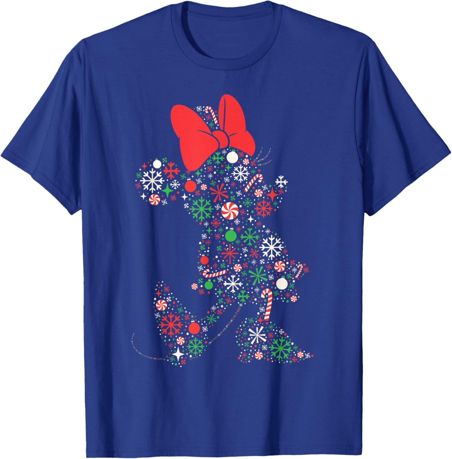 Disney Minnie Mouse Christmas Holiday Icon Filled Silhouette T-Shirt - T-Shirt | Royal
