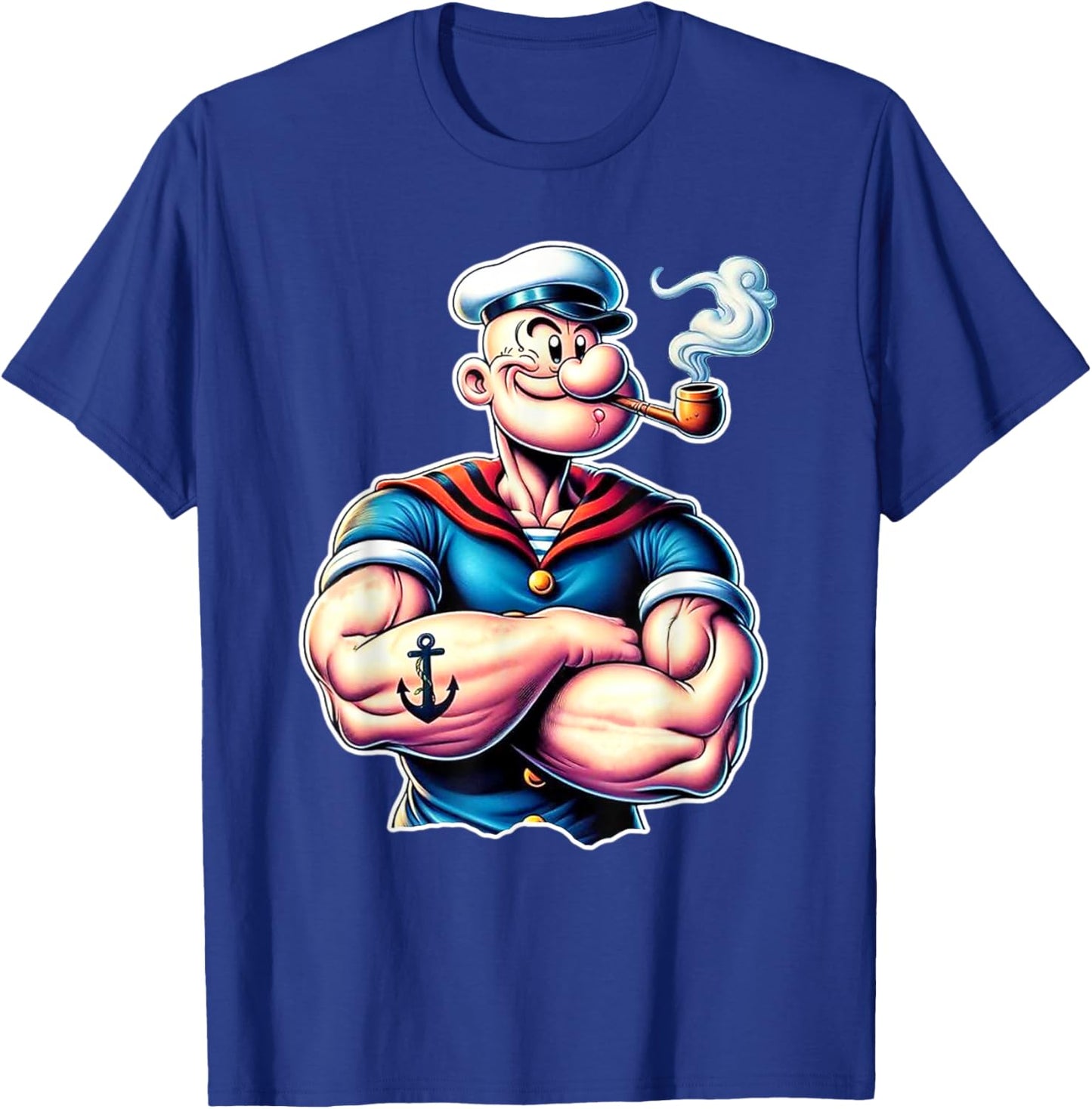 Vintage Pop Eye Cartoon Muscular Tattoo T-Shirt - T-Shirt | Royal