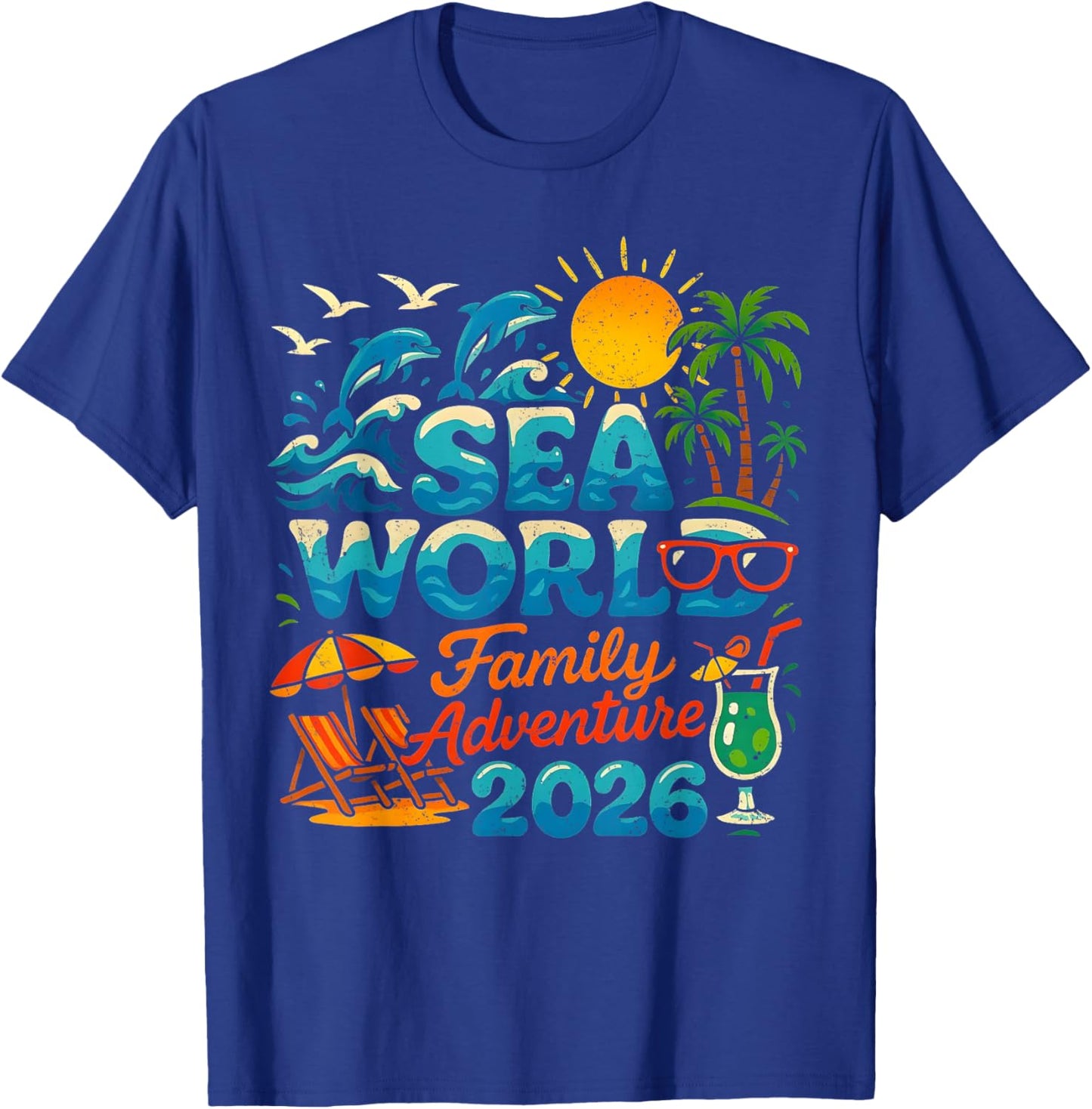 Sea World Family Adventure 2026 Beach Design T-Shirt - T-Shirt | Royal