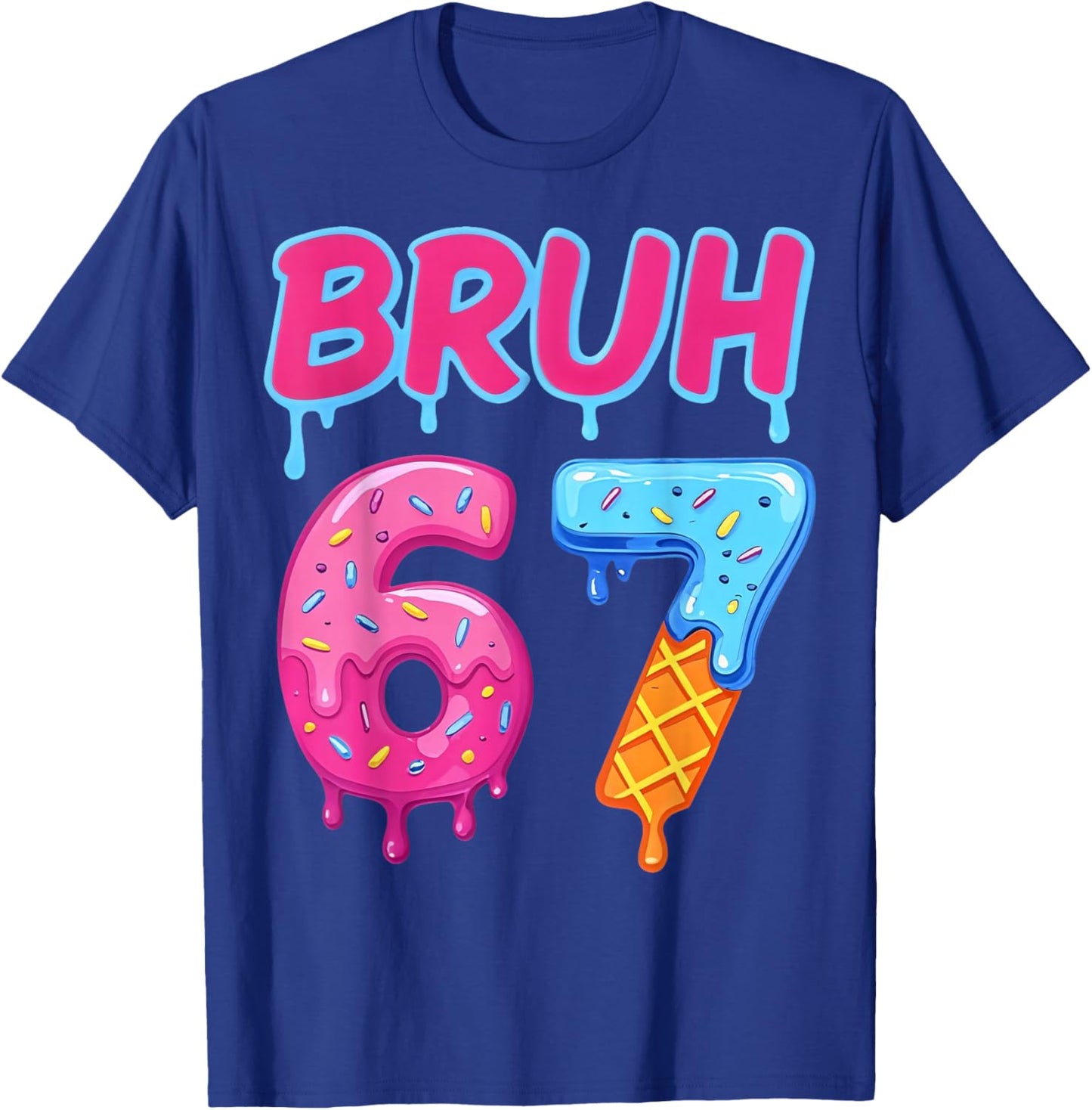 Retro Bruh 67 Meme Vintage Gift Women Kid Boy Girl T-Shirt - T-Shirt | Royal