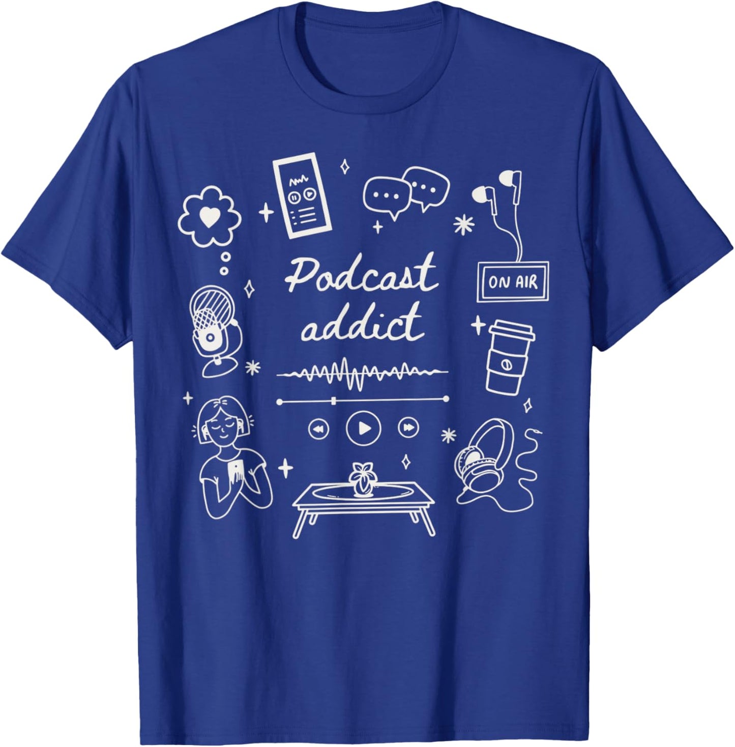Podcast Addict Listener Lover Cute Icon True CRI T-Shirt - T-Shirt | Royal