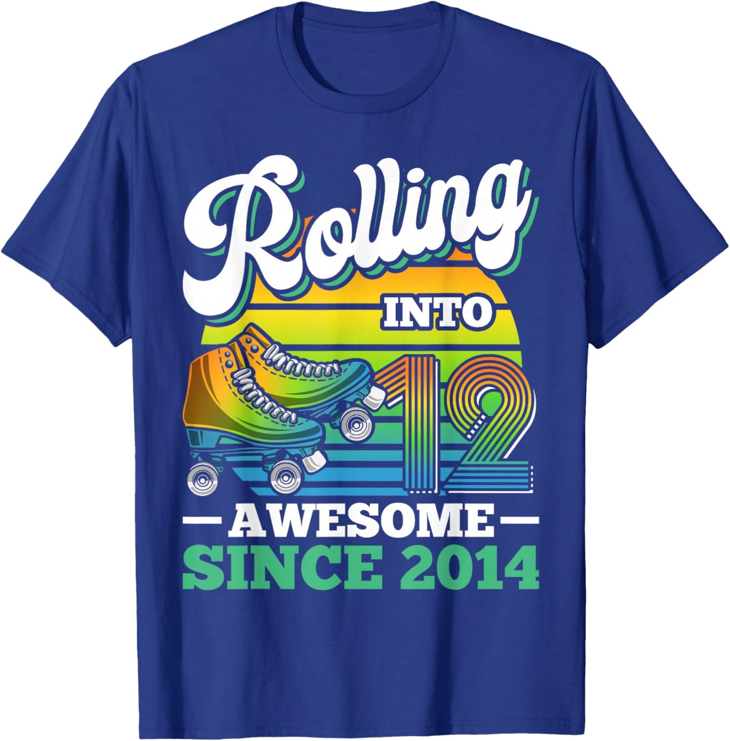 Rolling Into 12 Roller Skating Birthday Party 12th Birthday T-Shirt - T-Shirt | Royal