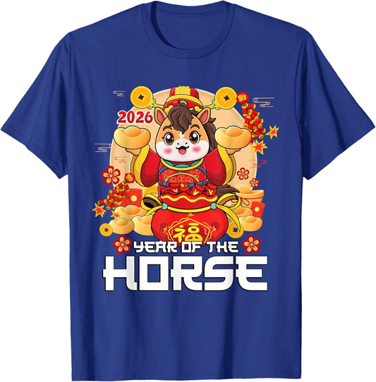 Happy Lunar Chinese New Year of The Horse 2026 for Boys T-Shirt - T-Shirt | Royal