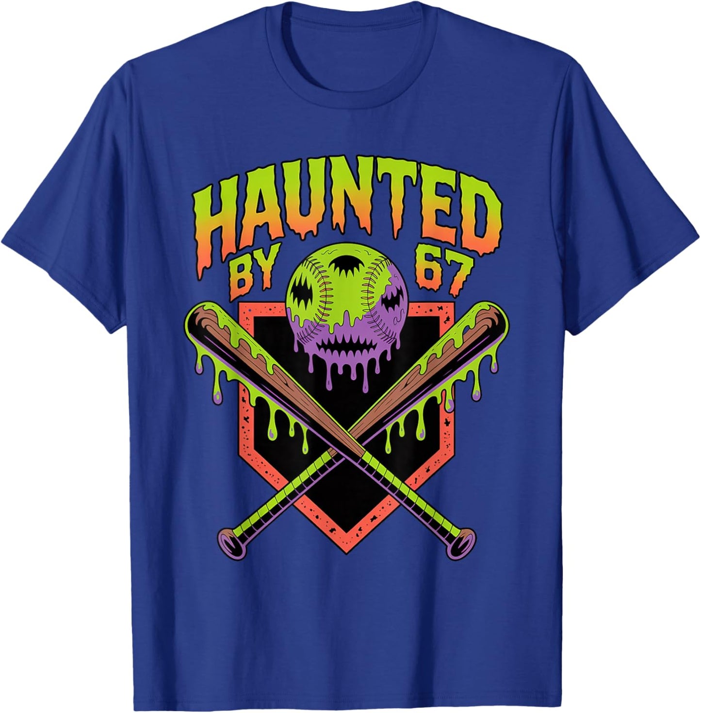 Funny Halloween Haunted by 67 Spooky Baseball Halloween T-Shirt - T-Shirt | Royal