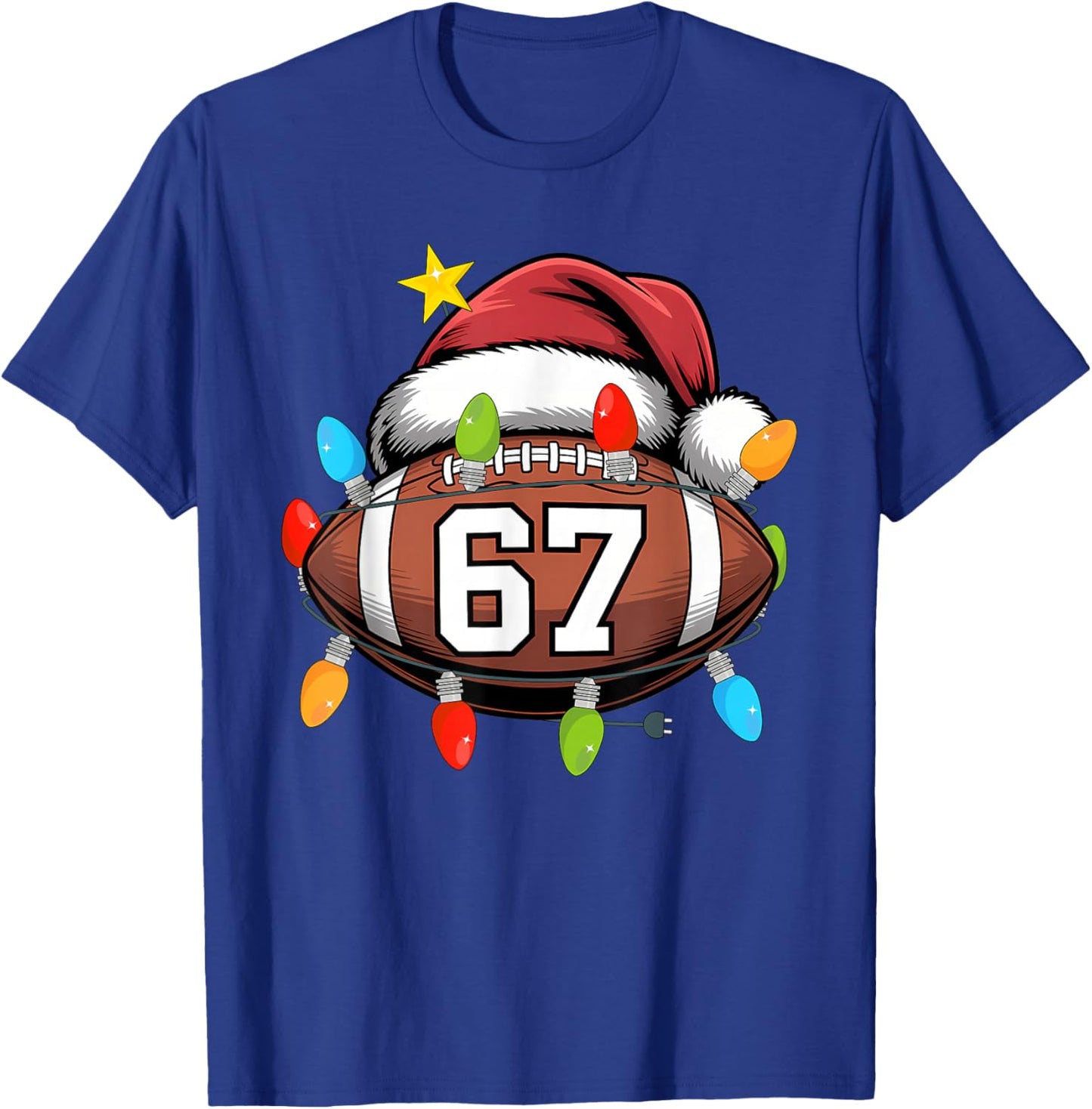 Christmas 67 Meme Football Santa Hat Funny Xmas Boys Men T-Shirt - T-Shirt | Royal