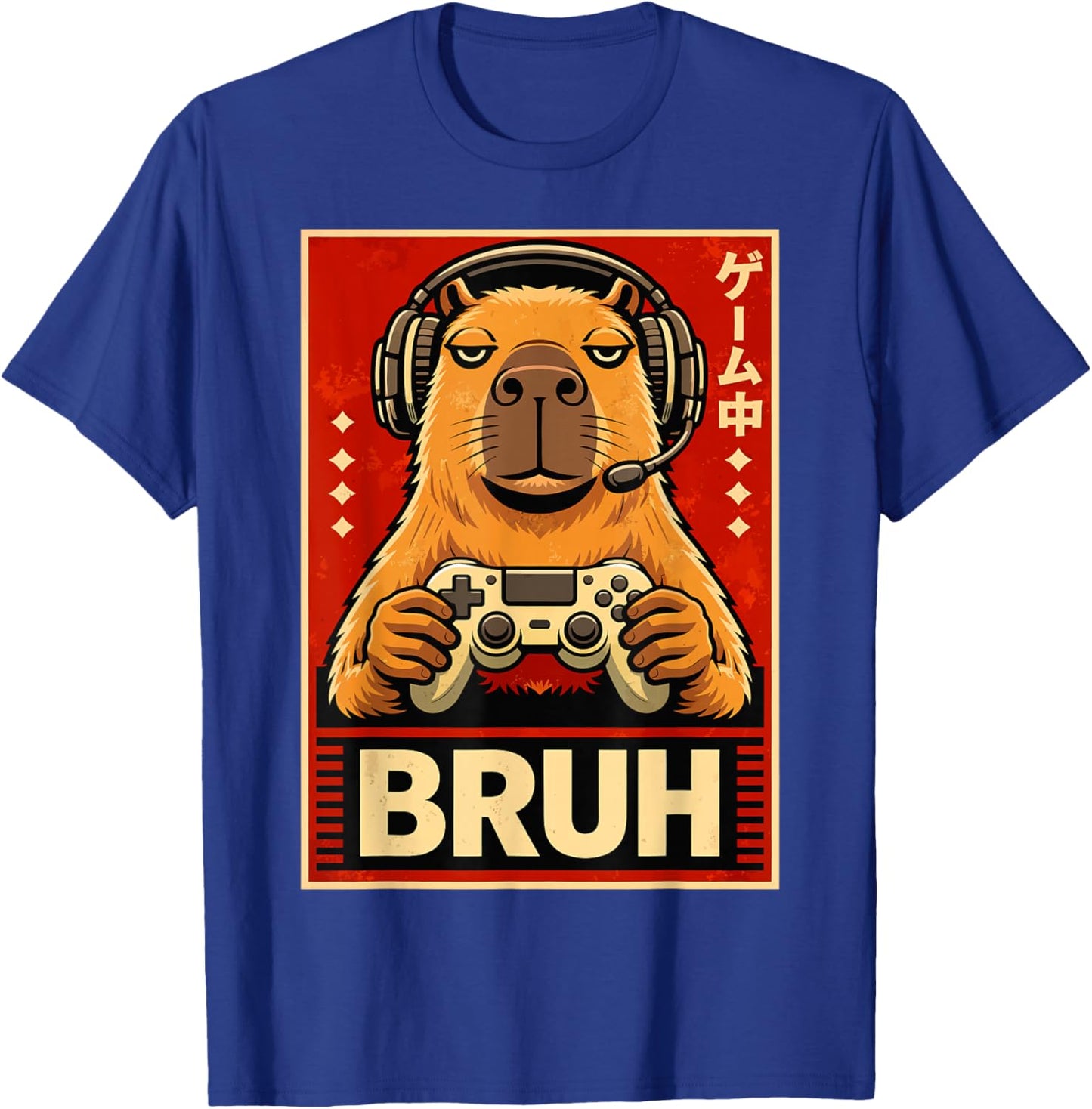 Bruh Gamer Capybara Funny Animal Gaming Design T-Shirt - T-Shirt | Royal