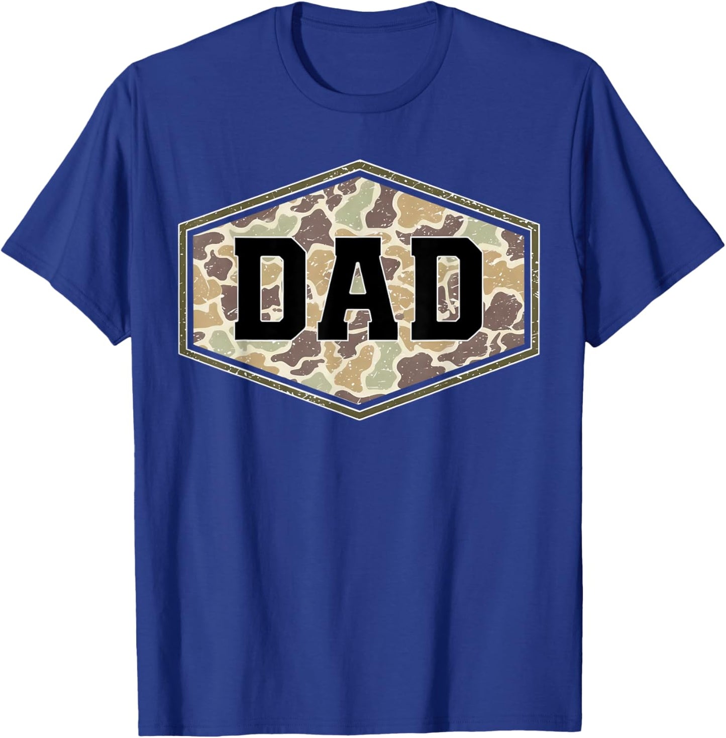 Retro Varsity Camo Dad Duck Hunting Camouflage Father’s Day T-Shirt - T-Shirt | Royal