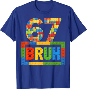 Meme Six Seven 67 Bruh Building Blocks Gift Kids Boys T-Shirt - T-Shirt | Royal