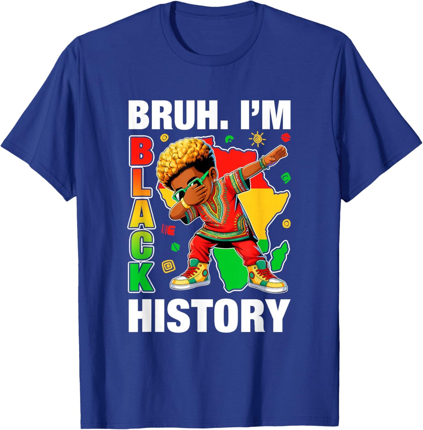 I Am Black History Dabbing Afro Men Boy Black History Month T-Shirt - T-Shirt | Royal