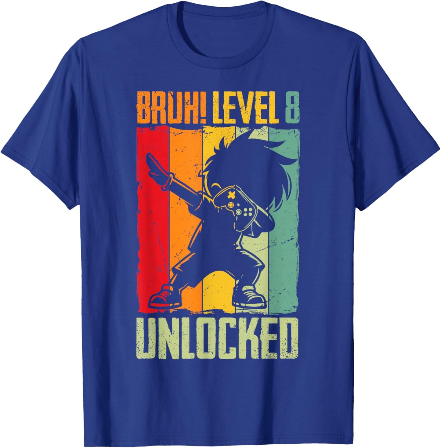Bruh Level 8 Unlocked 8 Year Old 8th Birthday Dabbing Boy T-Shirt - T-Shirt | Royal