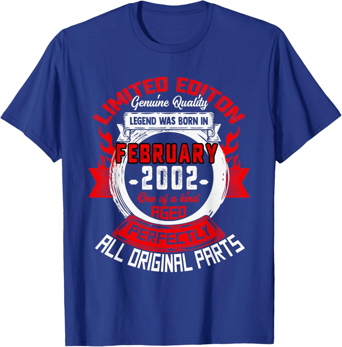 24th Birthday Gift Legend Born in February 2002 24 Yrs Old T-Shirt - T-Shirt | Royal