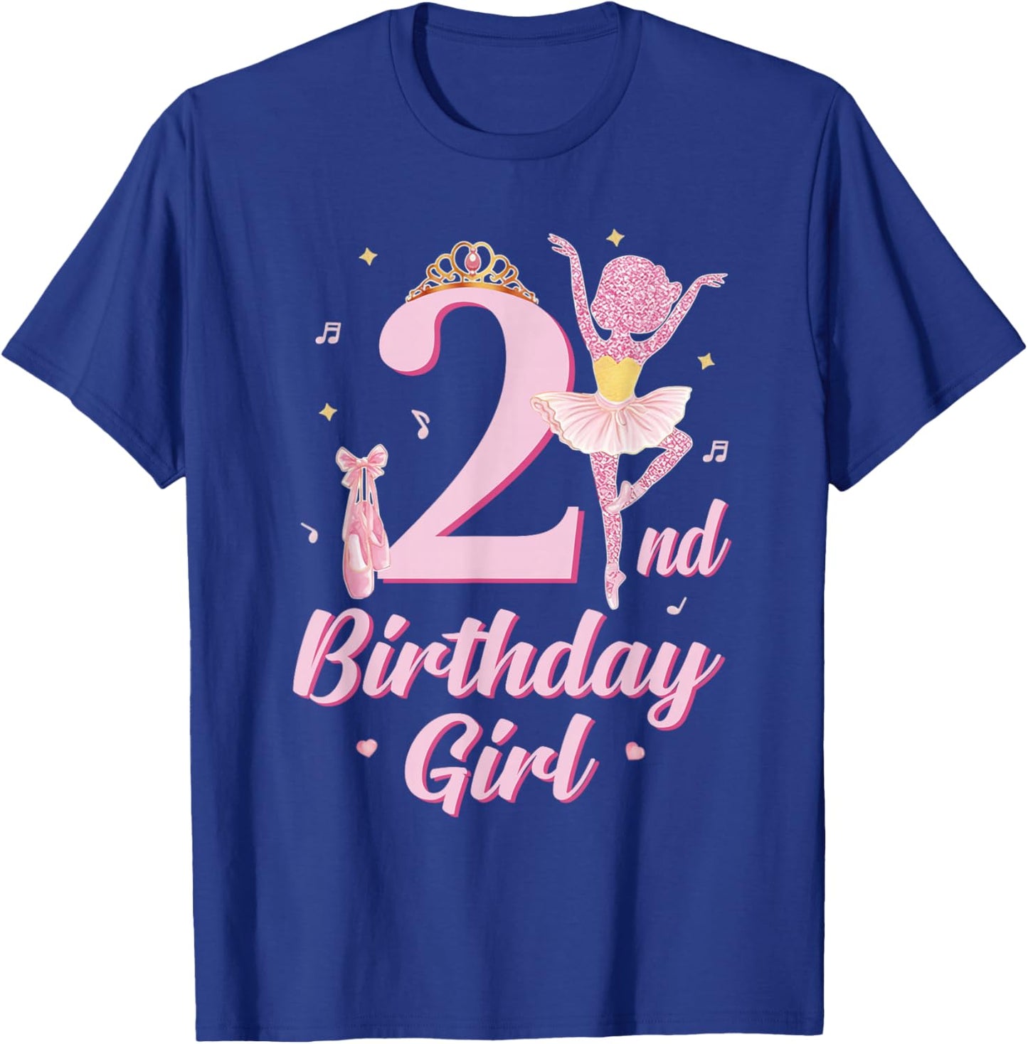 Ballerina 2nd Birthday Party Pink Ballet Tutu Cute 2 Yrs Old T-Shirt - T-Shirt | Royal