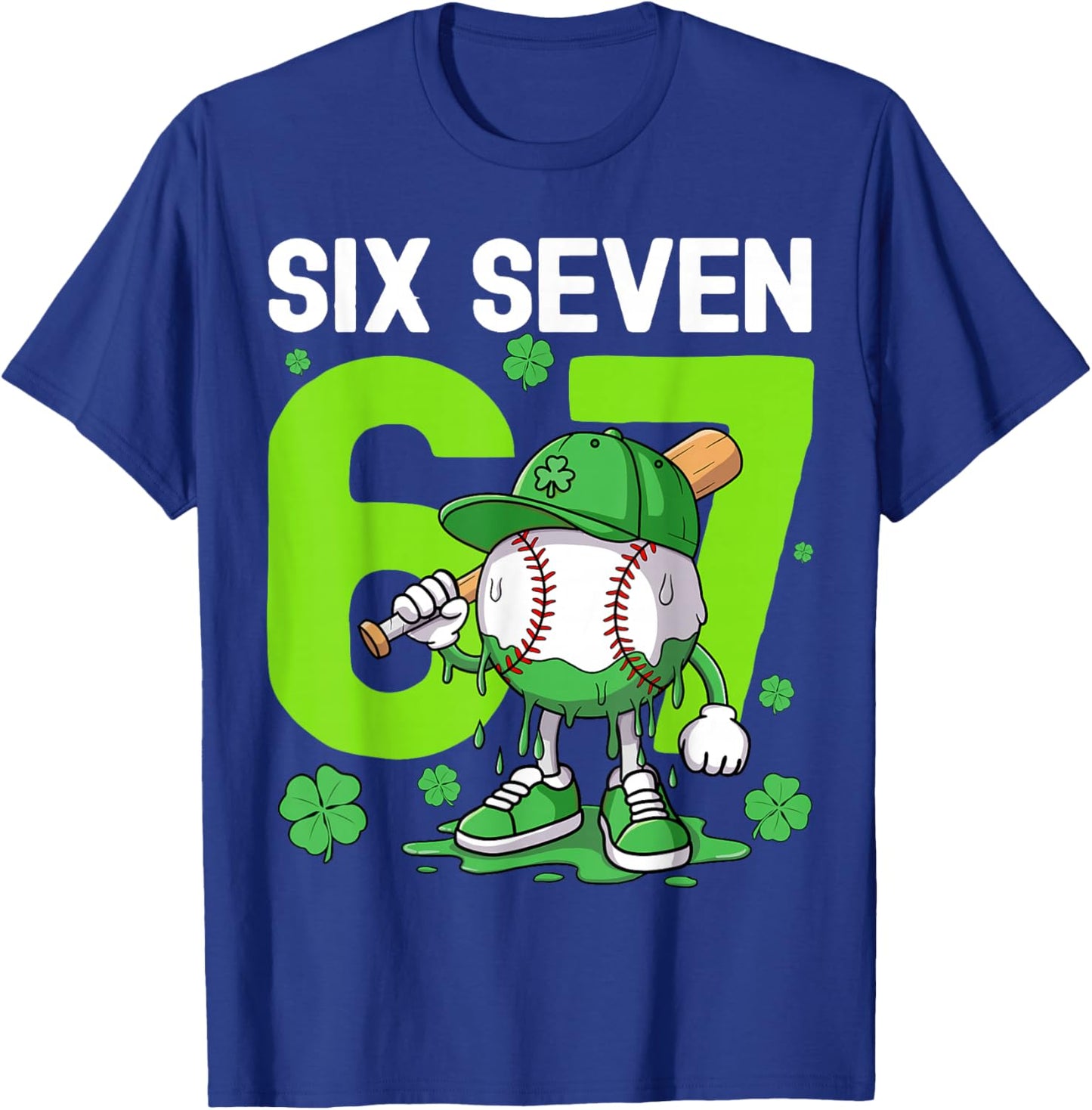 Boys St Patricks Day 67 Six Seven Baseball Ice Cream Drip T-Shirt - T-Shirt | Royal