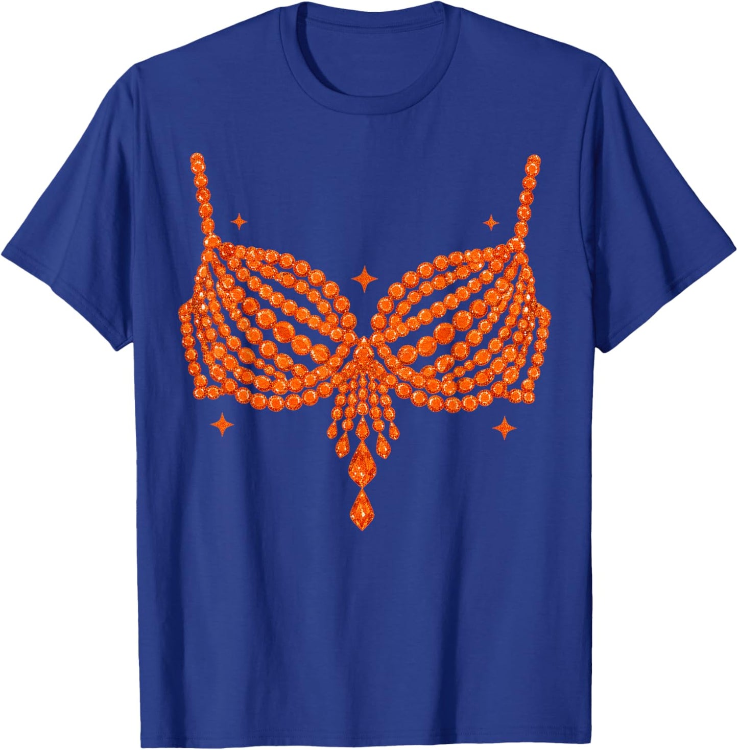 Halloween Funny Showgirl Orange Crystal Bra Lazy Costume T-Shirt - T-Shirt | Royal