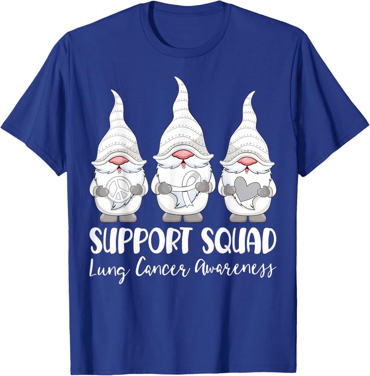 Support Squad Lung Cancer Awareness Month Gnome T-Shirt - T-Shirt | Royal
