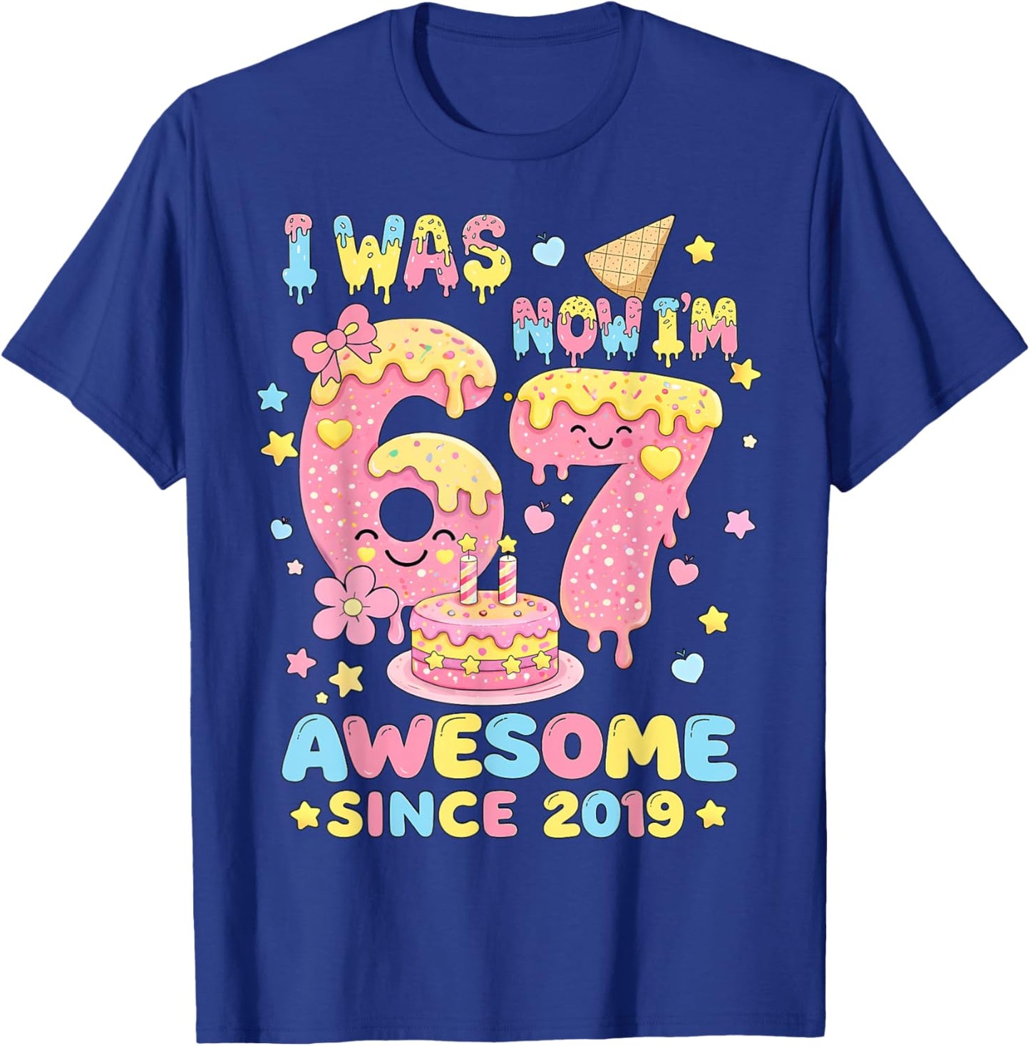 I was 6 Now I'm 7 Birthday Girl Gift Boys Girls Kid T-Shirt - T-Shirt | Royal