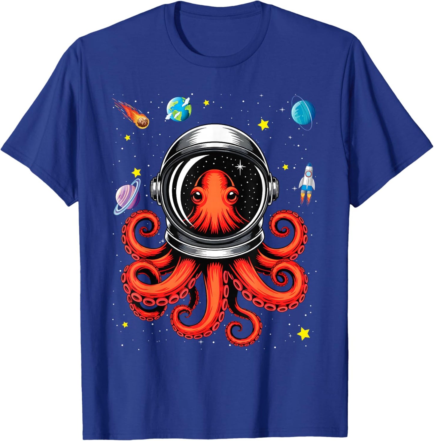 Sci-Fi Octopus Astronaut Octo-naut Astro-pus T-Shirt - T-Shirt | Royal