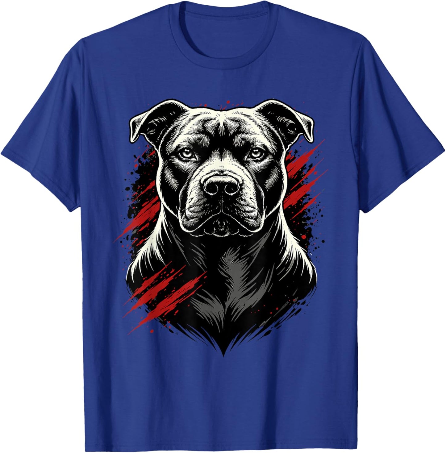 Pitbull Portrait Grunge Splatter American Bully Ink Style T-Shirt - T-Shirt | Royal