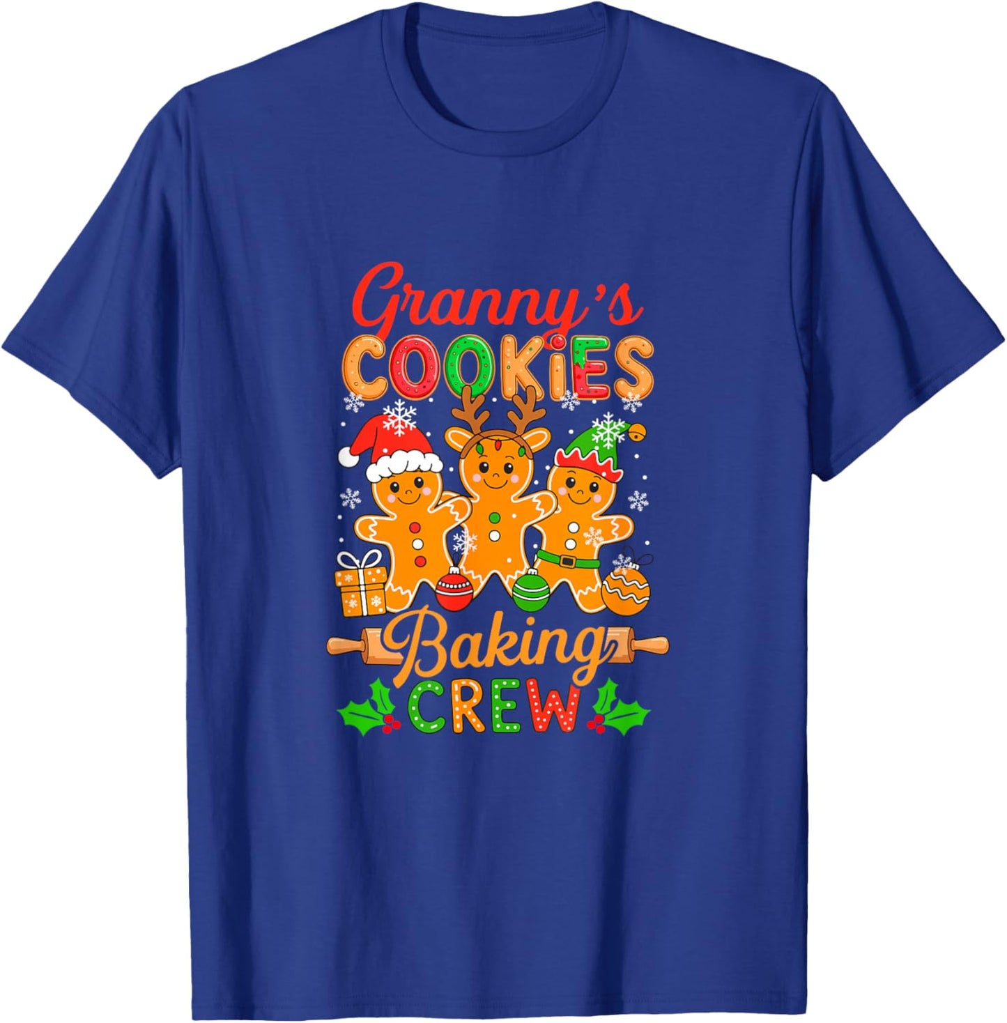 Granny's Xmas Cookie Baking Crew Funny Baker Gingerbreads T-Shirt - T-Shirt | Royal