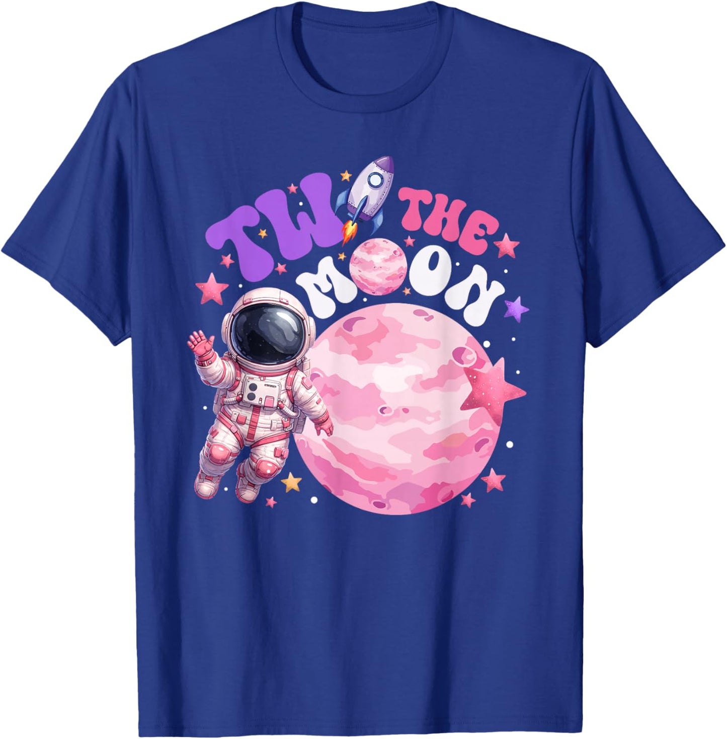 Two The Moon Astronaut 2 Years Old Girl Toddler T-Shirt - T-Shirt | Royal
