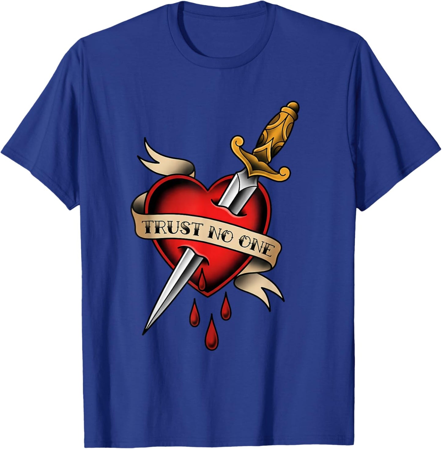 Trust No One Dagger Through Heart Tattoo T-Shirt - T-Shirt | Royal