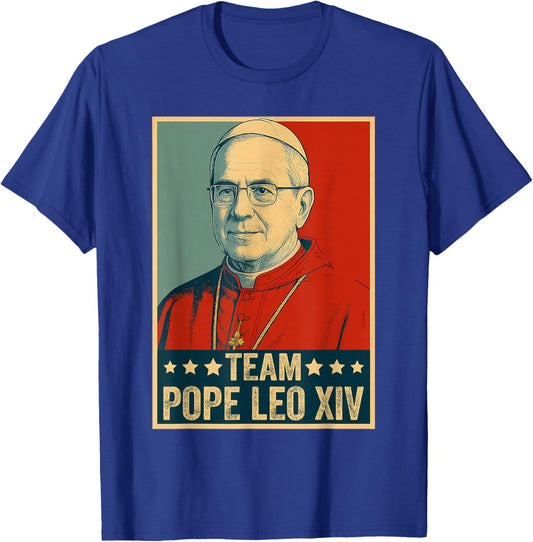Team Pope Leo XIV Vintage Men Women T-Shirt - T-Shirt | Royal