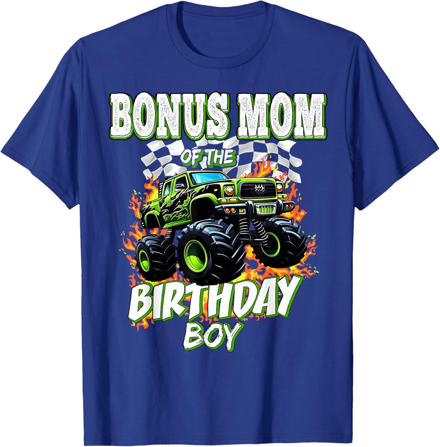 Bonus Mom of The Birthday Boy Monster Truck Birthday Kids T-Shirt - T-Shirt | Royal