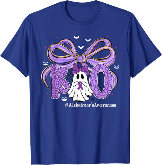Purple Coquette Ghost Boo Alzheimer's Awareness Halloween T-Shirt - T-Shirt | Royal