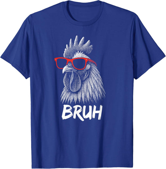 Bruh – Funny Rooster with Sunglasses Gamer T-Shirt - T-Shirt | Royal