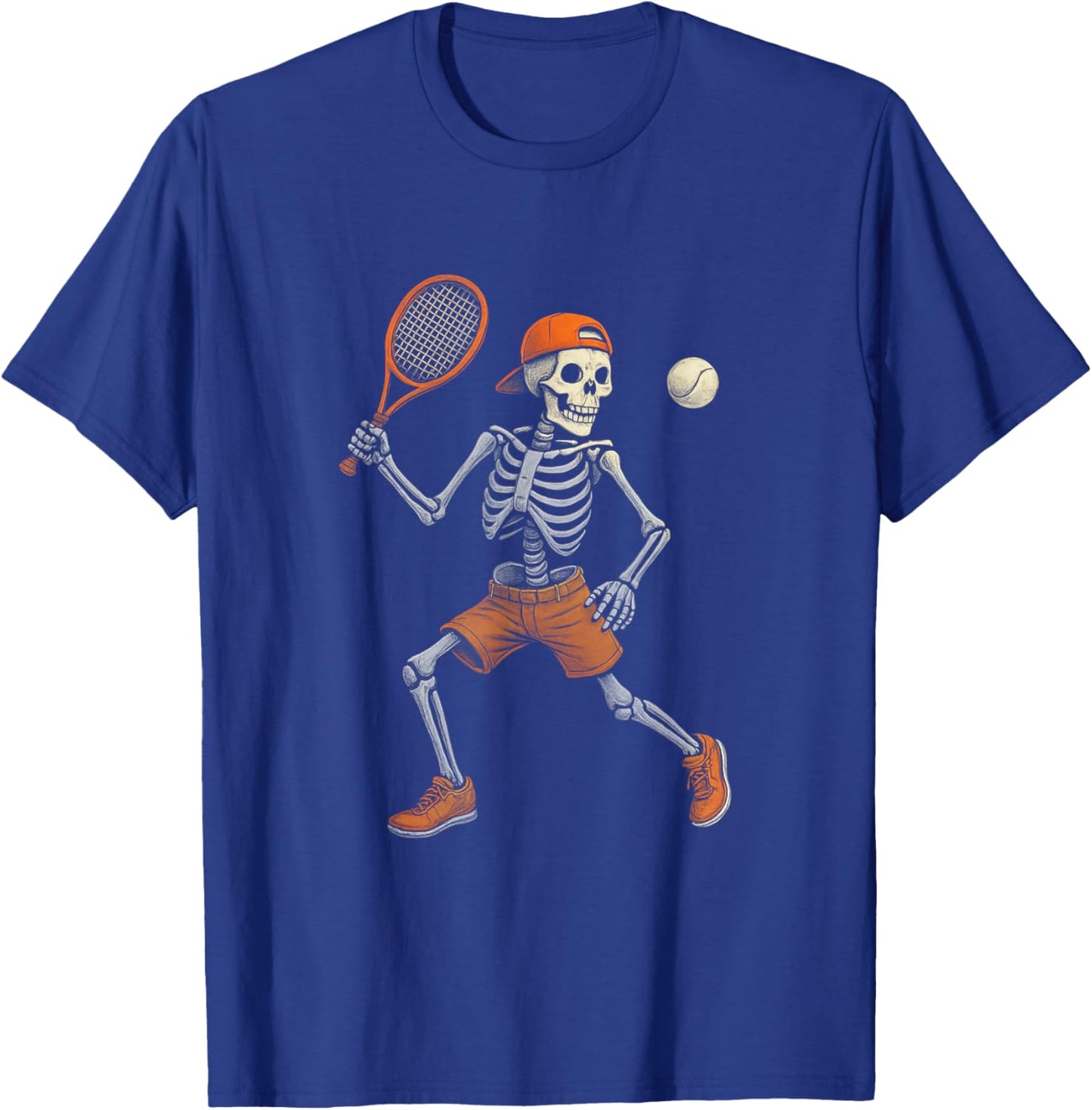 Halloween Skeleton Playing Tennis Spooky Sports Men Boys T-Shirt - T-Shirt | Royal