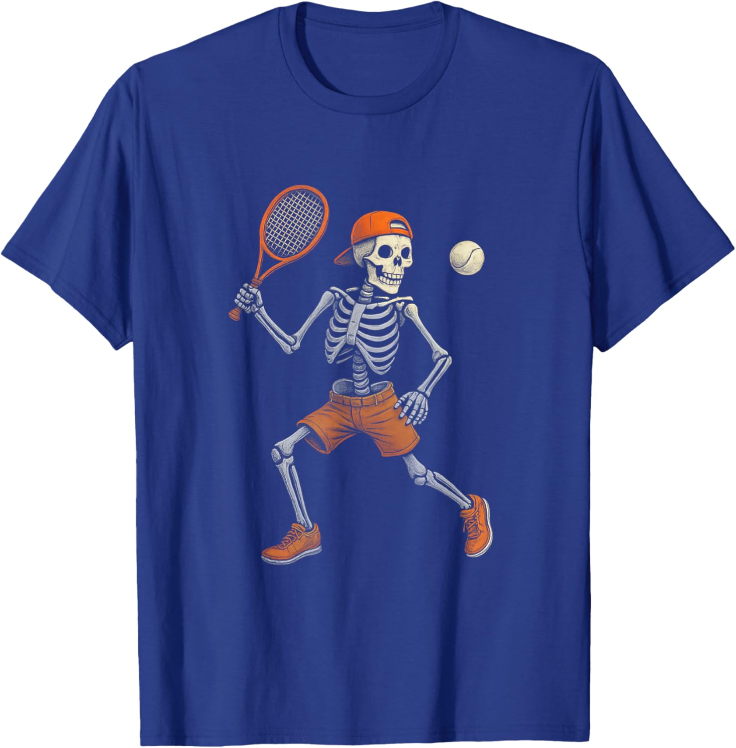 Halloween Skeleton Playing Tennis Spooky Sports Men Boys T-Shirt - T-Shirt | Royal